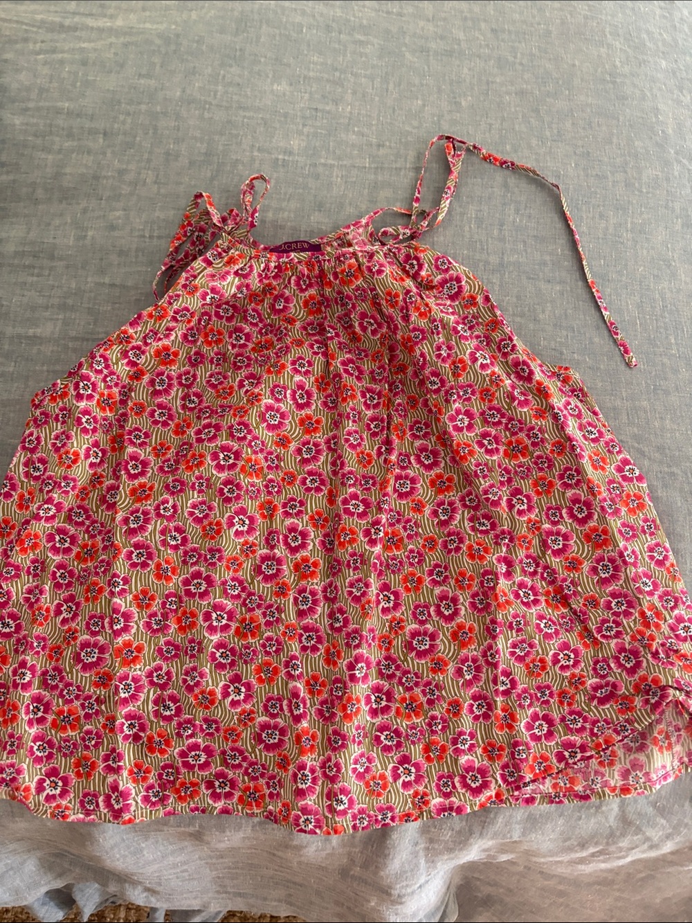 J. Crew Pink & Orange Floral Tie-Shoulder Camisole